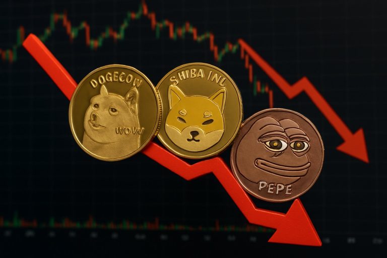 Dogecoin, Shiba Inu og Pepe vipper på kanten, mens kryptomarkedet står over for stejl tilbagetrækning